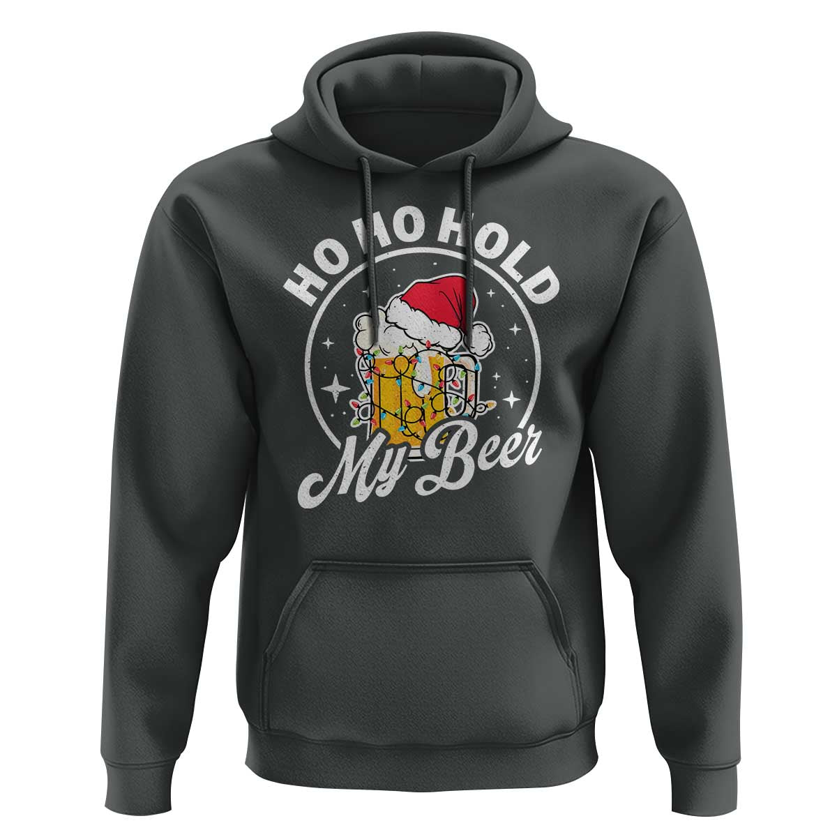 Funny Christmas Beers Hoodie Ho Ho Hold My Beer Vintage Mug Santa Hat