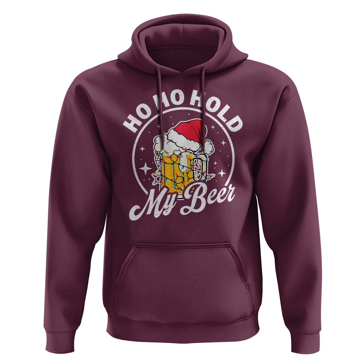 Funny Christmas Beers Hoodie Ho Ho Hold My Beer Vintage Mug Santa Hat