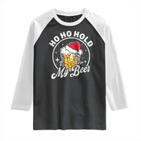 Funny Christmas Beers Raglan Shirt Ho Ho Hold My Beer Vintage Mug Santa Hat - Wonder Print Shop
