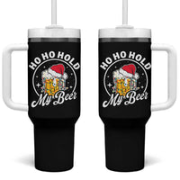Funny Christmas Beers Tumbler With Handle Ho Ho Hold My Beer Vintage Mug Santa Hat - Wonder Print Shop