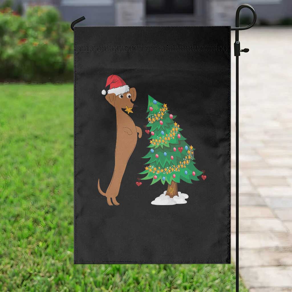Funny Christmas Wiener Dog Garden Flag Decorations Xmas Tree - Wonder Print Shop