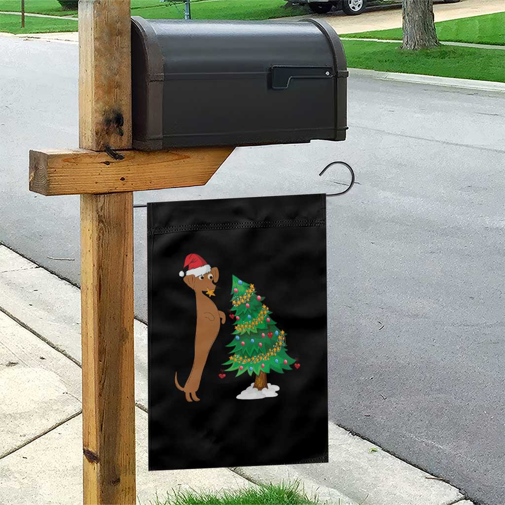 Funny Christmas Wiener Dog Garden Flag Decorations Xmas Tree - Wonder Print Shop