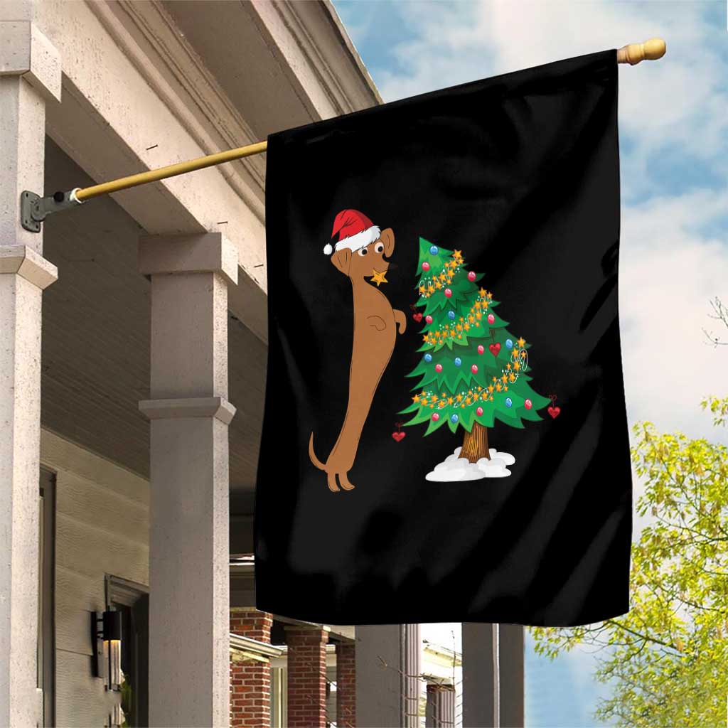 Funny Christmas Wiener Dog Garden Flag Decorations Xmas Tree - Wonder Print Shop