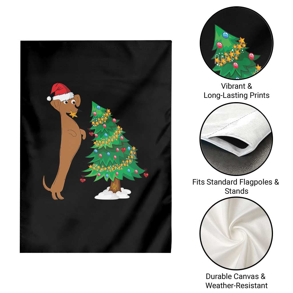 Funny Christmas Wiener Dog Garden Flag Decorations Xmas Tree - Wonder Print Shop