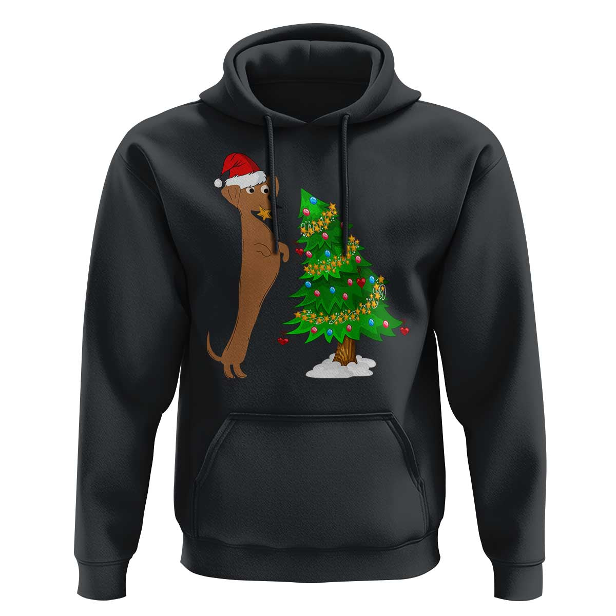 Funny Christmas Wiener Dog Hoodie Decorations Xmas Tree