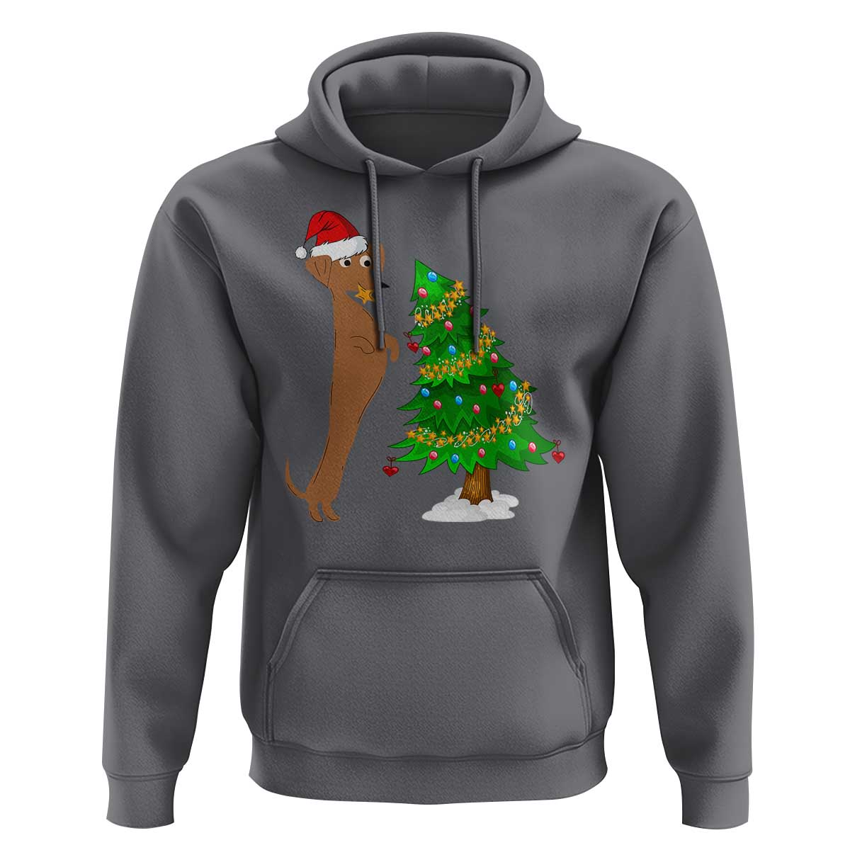 Funny Christmas Wiener Dog Hoodie Decorations Xmas Tree