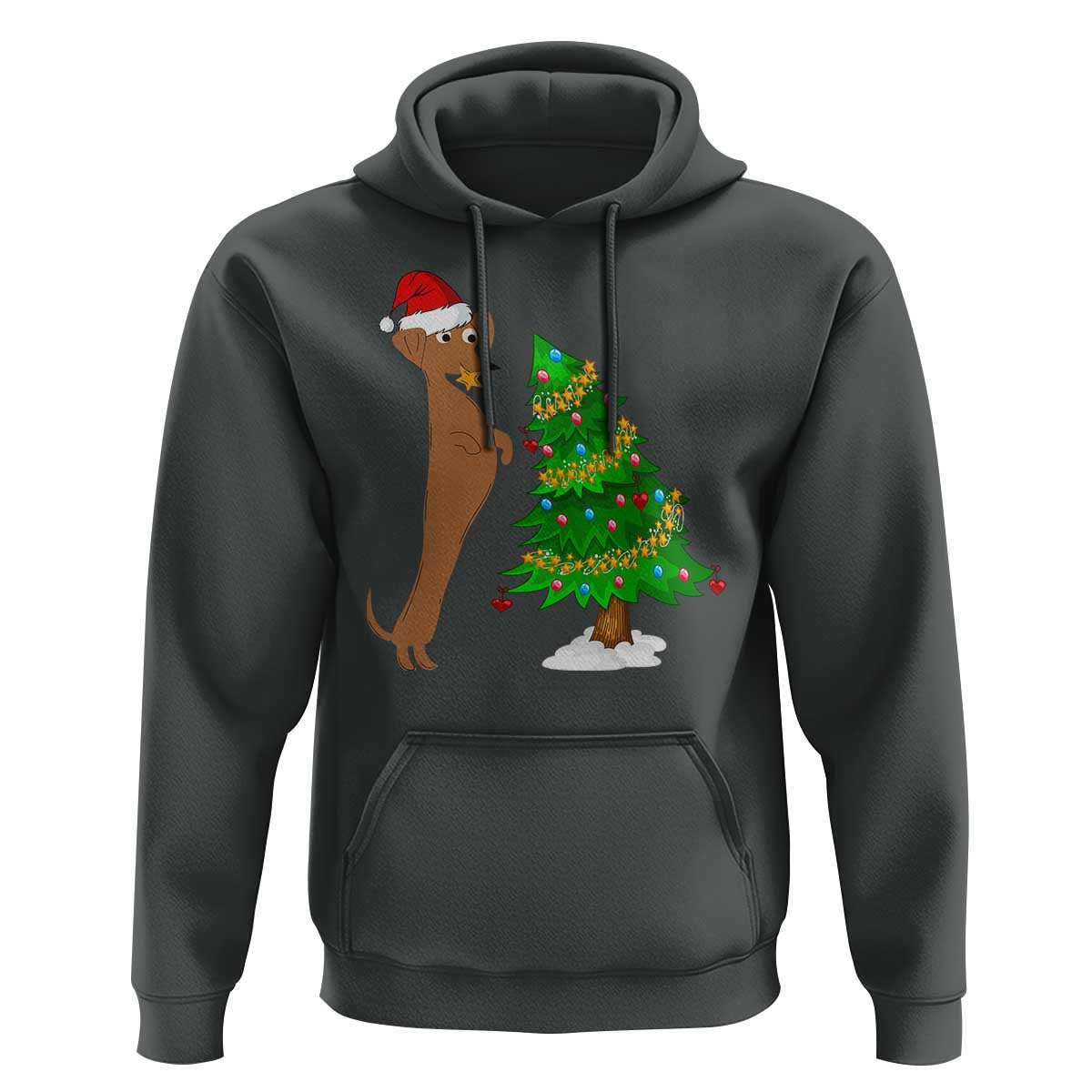 Funny Christmas Wiener Dog Hoodie Decorations Xmas Tree