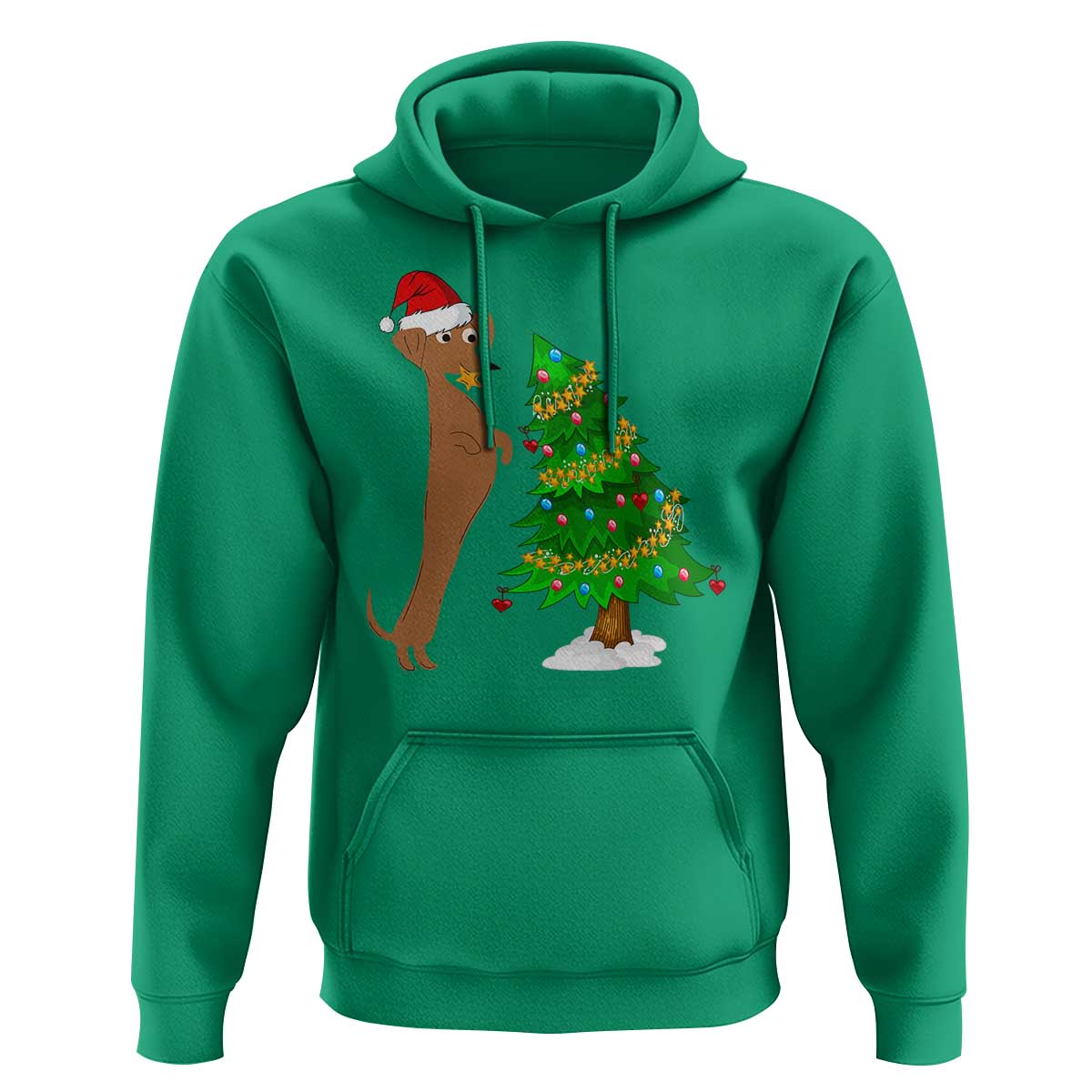 Funny Christmas Wiener Dog Hoodie Decorations Xmas Tree