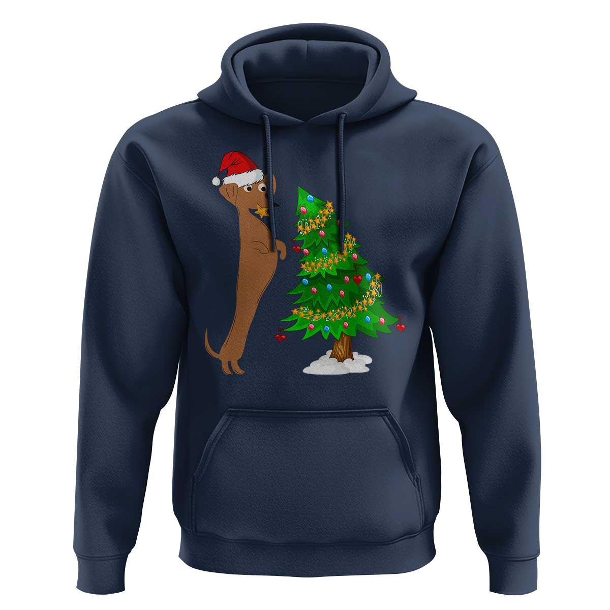 Funny Christmas Wiener Dog Hoodie Decorations Xmas Tree