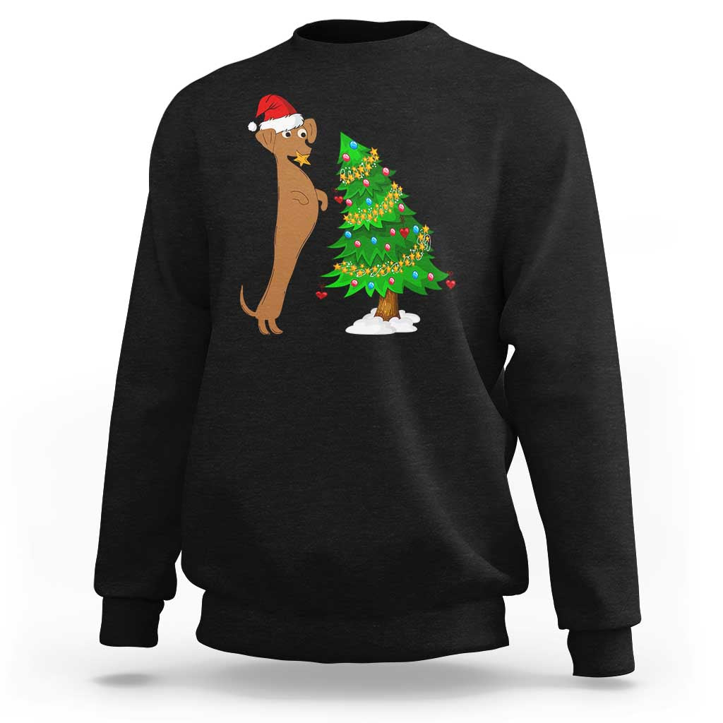 Funny Christmas Wiener Dog Sweatshirt Decorations Xmas Tree - Wonder Print Shop
