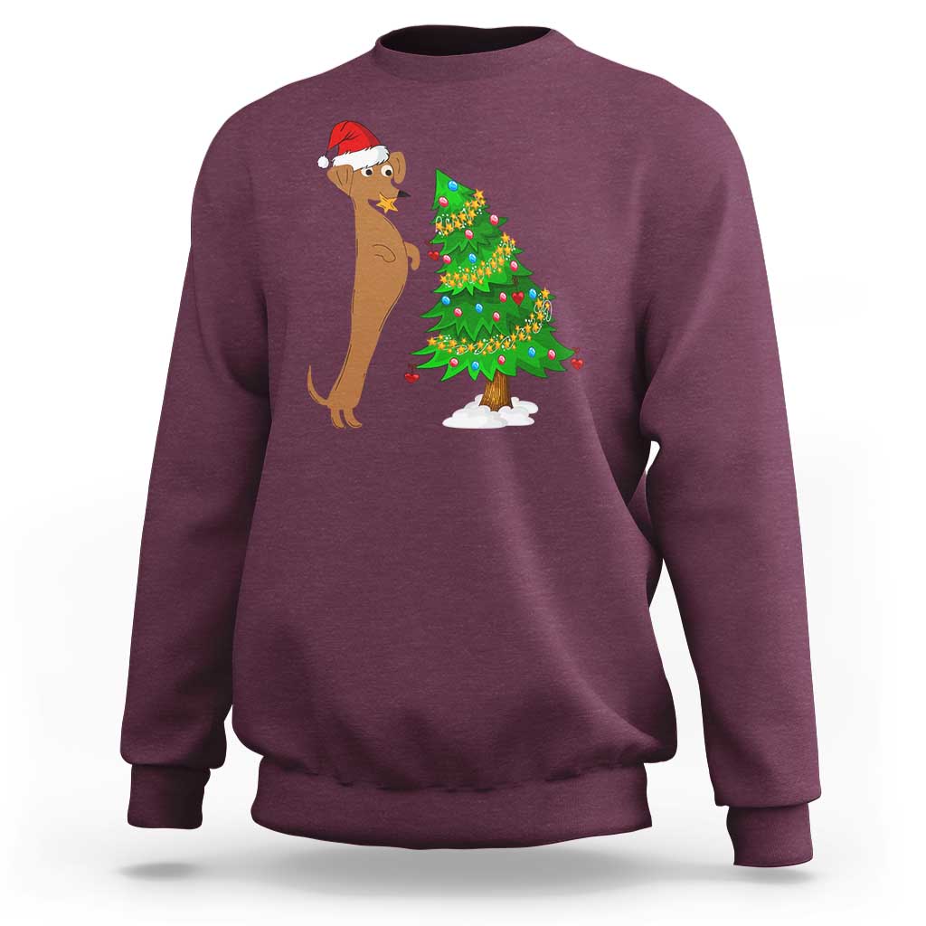 Funny Christmas Wiener Dog Sweatshirt Decorations Xmas Tree - Wonder Print Shop