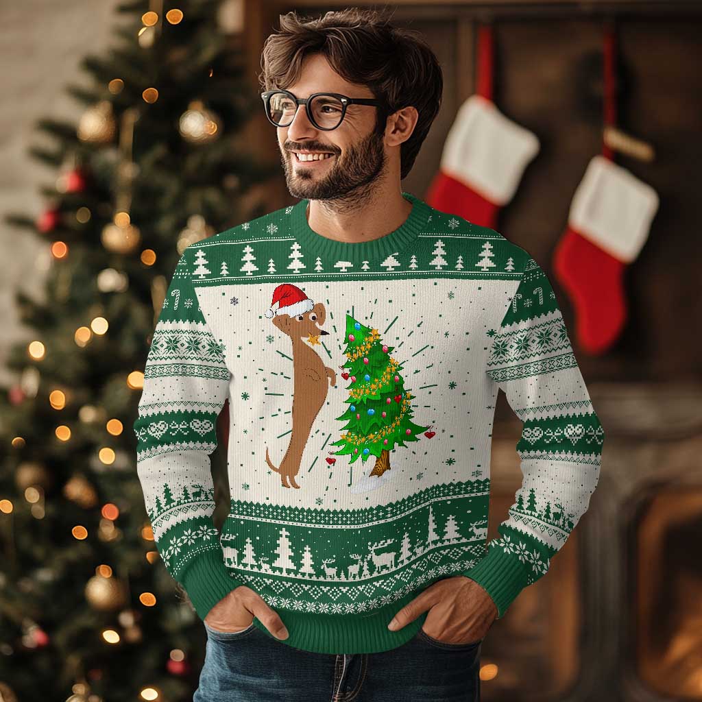 Funny Xmas Wiener Dog Ugly Christmas Sweater Decorations Xmas Tree - Wonder Print Shop