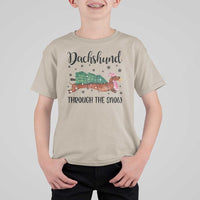 Funny Christmas Wiener Dog T Shirt For Kid Dachshund Through The Snow Xmas Tree - Wonder Print Shop
