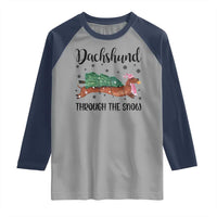 Funny Christmas Wiener Dog Raglan Shirt Dachshund Through The Snow Xmas Tree - Wonder Print Shop