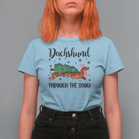 Funny Christmas Wiener Dog T Shirt For Women Dachshund Through The Snow Xmas Tree - Wonder Print Shop