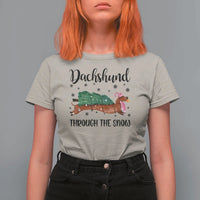 Funny Christmas Wiener Dog T Shirt For Women Dachshund Through The Snow Xmas Tree - Wonder Print Shop