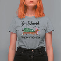 Funny Christmas Wiener Dog T Shirt For Women Dachshund Through The Snow Xmas Tree - Wonder Print Shop