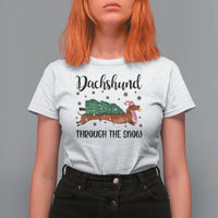 Funny Christmas Wiener Dog T Shirt For Women Dachshund Through The Snow Xmas Tree - Wonder Print Shop