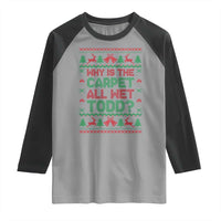 Why Is The Carpet All Wet Todd Christmas Movie Raglan Shirt Funny Xmas Couple Matching - Wonder Print Shop