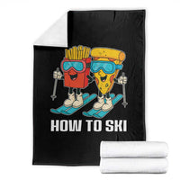 Funny Skiing Food Lover Throw Blanket How To Ski Pizza French Fries Skier - Wonder Print Shop