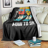Funny Skiing Food Lover Throw Blanket How To Ski Pizza French Fries Skier - Wonder Print Shop