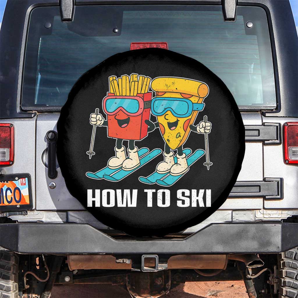 Funny Skiing Food Lover Spare Tire Cover How To Ski Pizza French Fries Skier - Wonder Print Shop