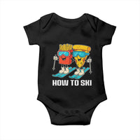 Funny Skiing Food Lover Baby Onesie How To Ski Pizza French Fries Skier - Wonder Print Shop