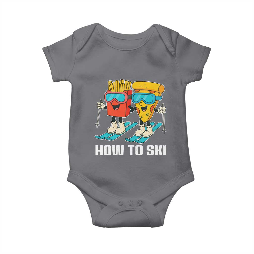 Funny Skiing Food Lover Baby Onesie How To Ski Pizza French Fries Skier - Wonder Print Shop