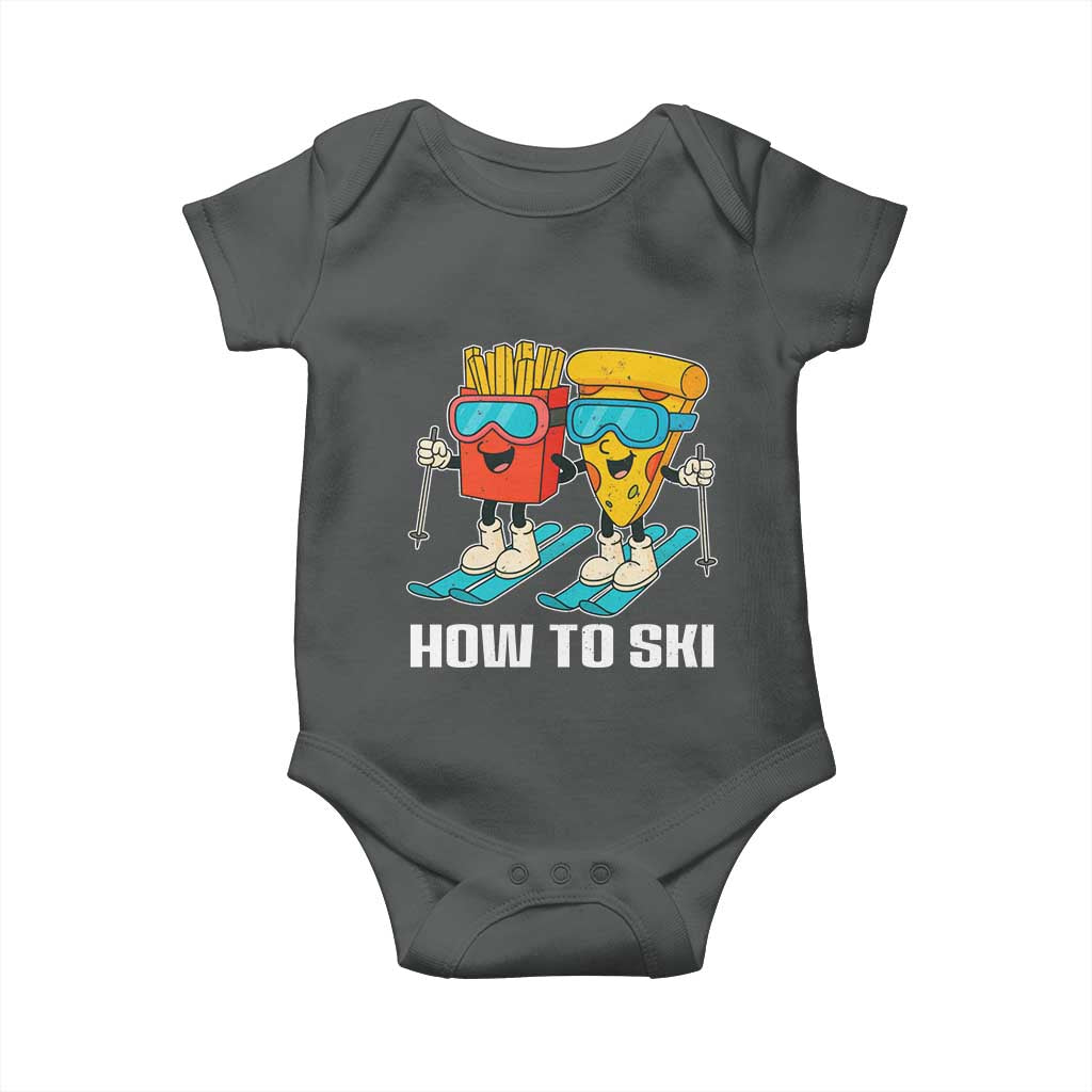 Funny Skiing Food Lover Baby Onesie How To Ski Pizza French Fries Skier - Wonder Print Shop