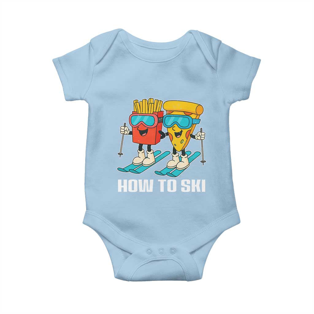Funny Skiing Food Lover Baby Onesie How To Ski Pizza French Fries Skier - Wonder Print Shop