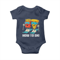 Funny Skiing Food Lover Baby Onesie How To Ski Pizza French Fries Skier - Wonder Print Shop