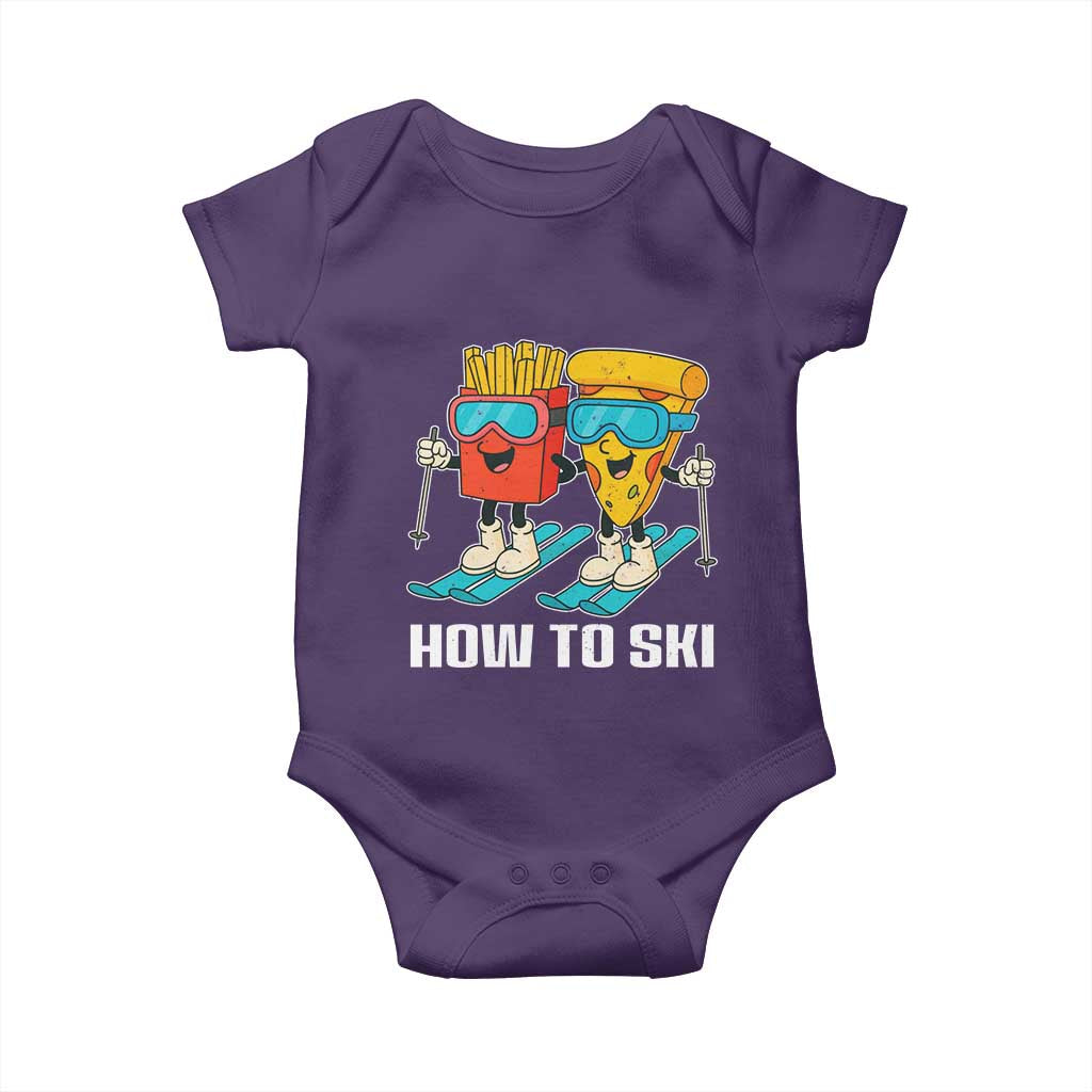 Funny Skiing Food Lover Baby Onesie How To Ski Pizza French Fries Skier - Wonder Print Shop