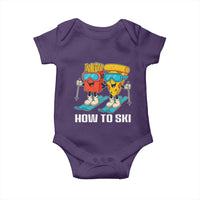 Funny Skiing Food Lover Baby Onesie How To Ski Pizza French Fries Skier - Wonder Print Shop
