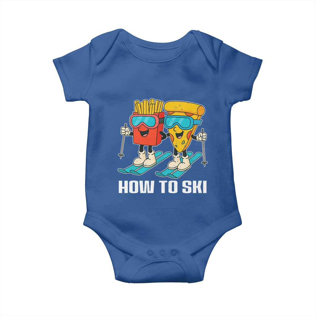 Funny Skiing Food Lover Baby Onesie How To Ski Pizza French Fries Skier - Wonder Print Shop