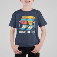 Funny Skiing Food Lover T Shirt For Kid How To Ski Pizza French Fries Skier - Wonder Print Shop