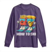 Funny Skiing Food Lover Long Sleeve Shirt How To Ski Pizza French Fries Skier - Wonder Print Shop