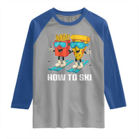 Funny Skiing Food Lover Raglan Shirt How To Ski Pizza French Fries Skier - Wonder Print Shop