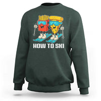 Funny Skiing Food Lover Sweatshirt How To Ski Pizza French Fries Skier - Wonder Print Shop