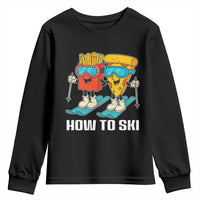 Funny Skiing Food Lover Youth Sweatshirt How To Ski Pizza French Fries Skier - Wonder Print Shop