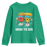 Funny Skiing Food Lover Youth Sweatshirt How To Ski Pizza French Fries Skier - Wonder Print Shop