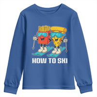 Funny Skiing Food Lover Youth Sweatshirt How To Ski Pizza French Fries Skier - Wonder Print Shop
