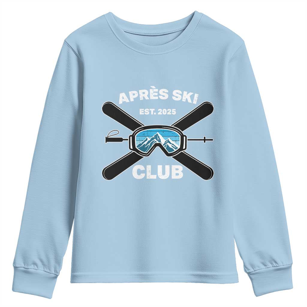 Apres Ski Club 2025 Youth Sweatshirt Skiing Winter Sport Mountain - Wonder Print Shop