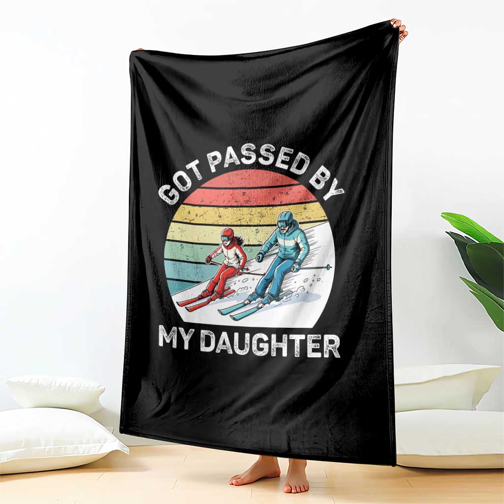 Funny Skiing Dad Throw Blanket Got Passed By My Daughter Retro Vintage - Wonder Print Shop