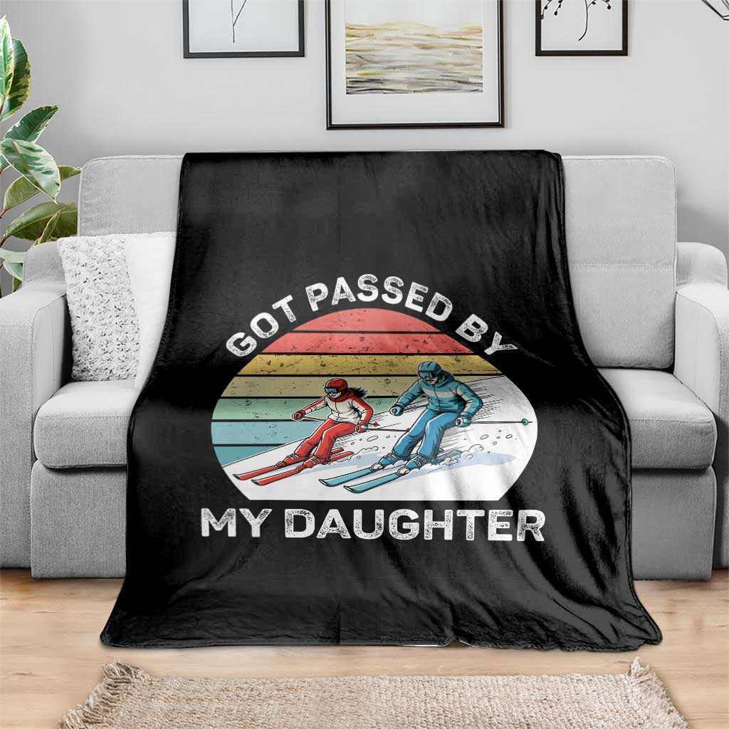 Funny Skiing Dad Throw Blanket Got Passed By My Daughter Retro Vintage - Wonder Print Shop