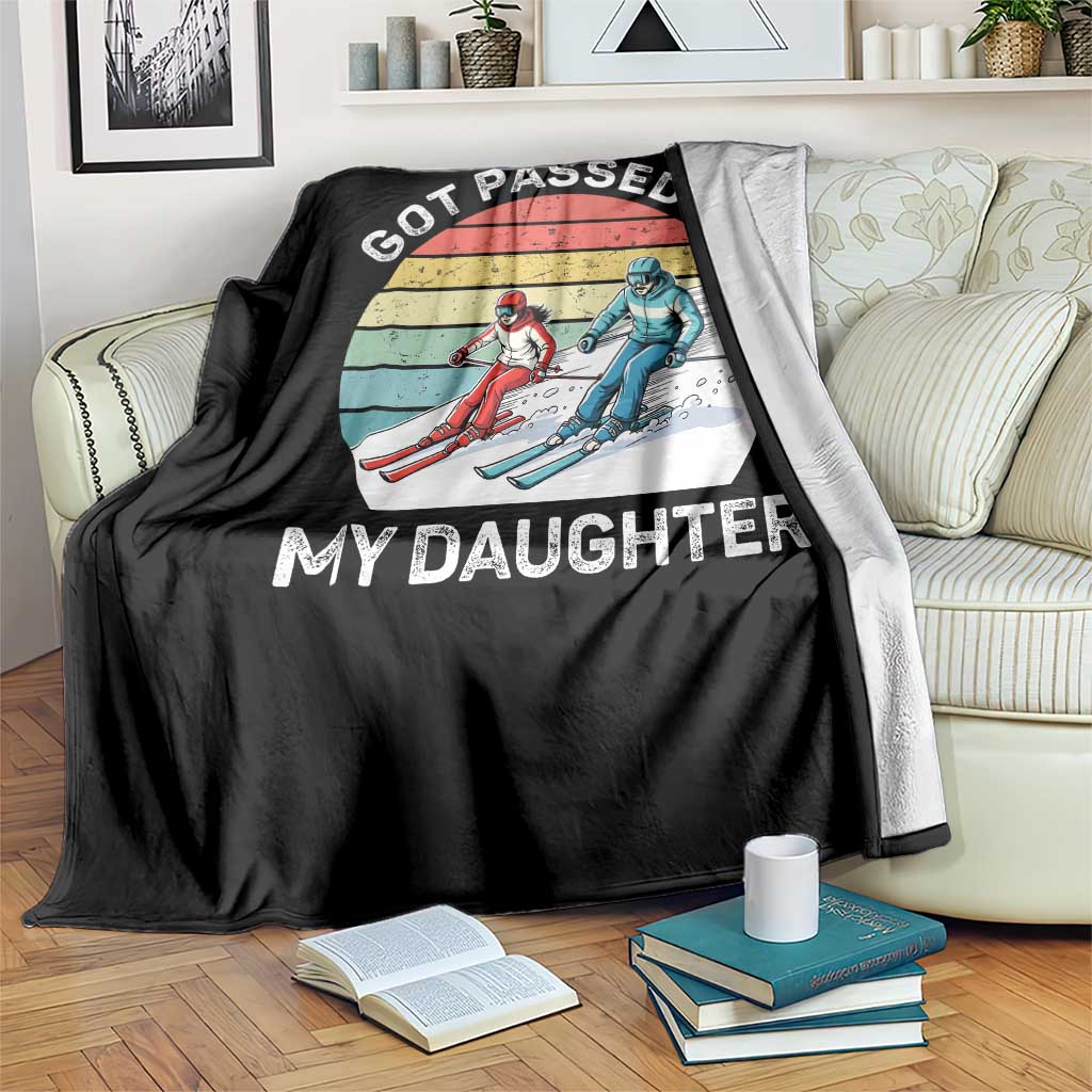 Funny Skiing Dad Throw Blanket Got Passed By My Daughter Retro Vintage - Wonder Print Shop