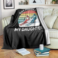 Funny Skiing Dad Throw Blanket Got Passed By My Daughter Retro Vintage - Wonder Print Shop
