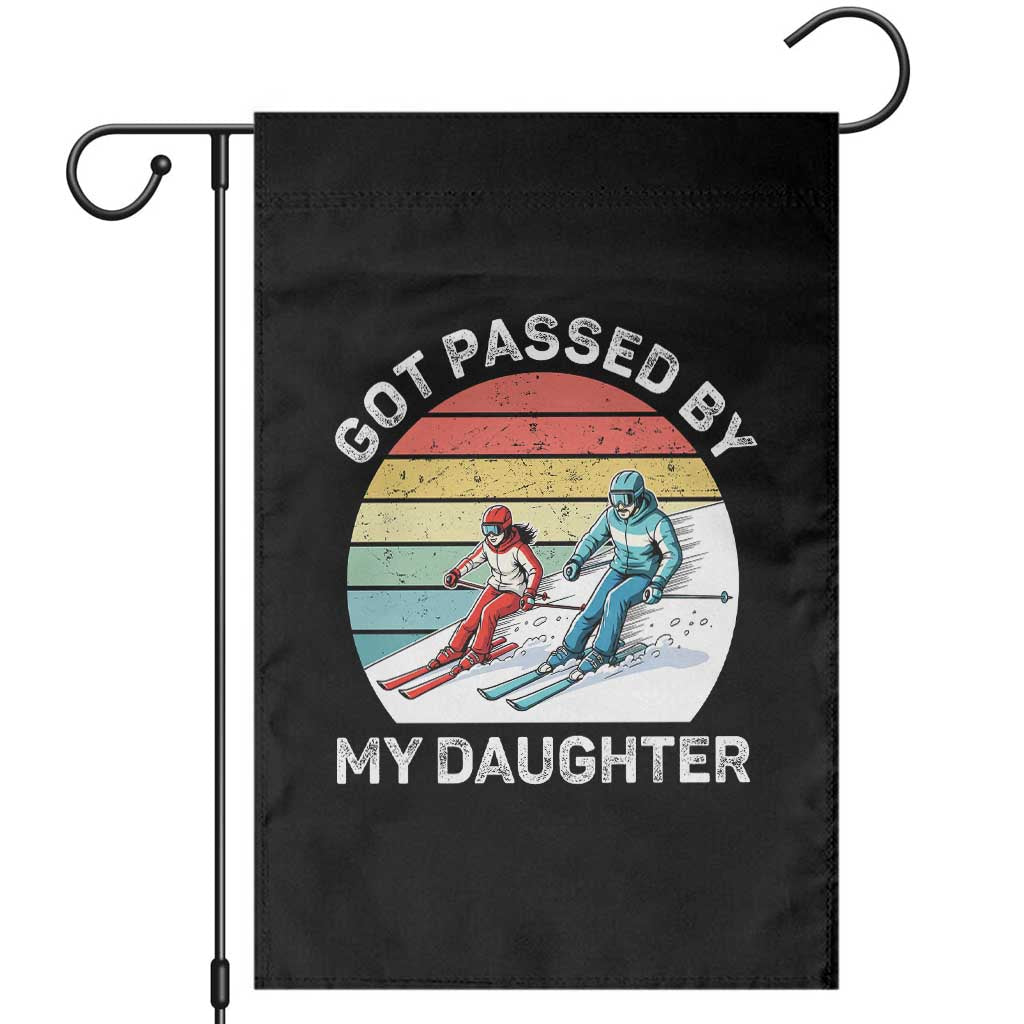 Funny Skiing Dad Garden Flag Got Passed By My Daughter Retro Vintage - Wonder Print Shop