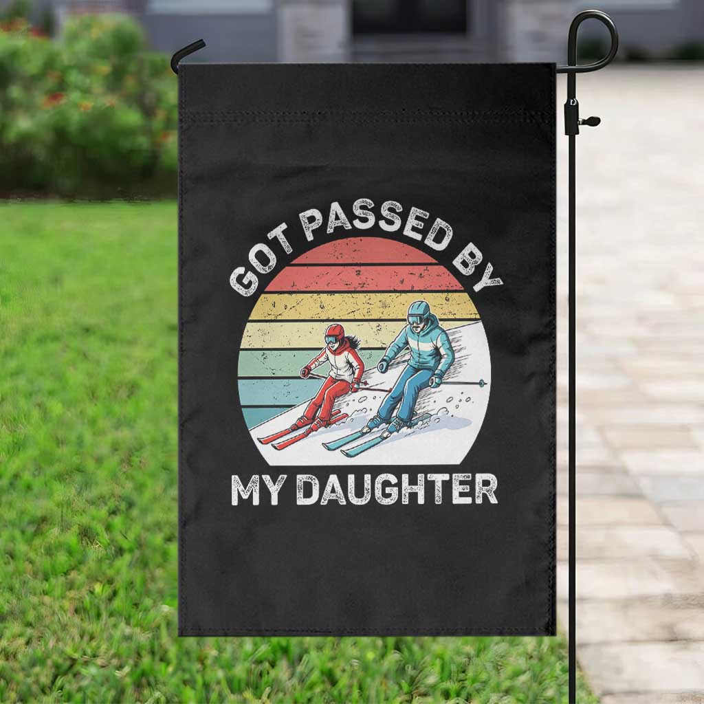 Funny Skiing Dad Garden Flag Got Passed By My Daughter Retro Vintage - Wonder Print Shop