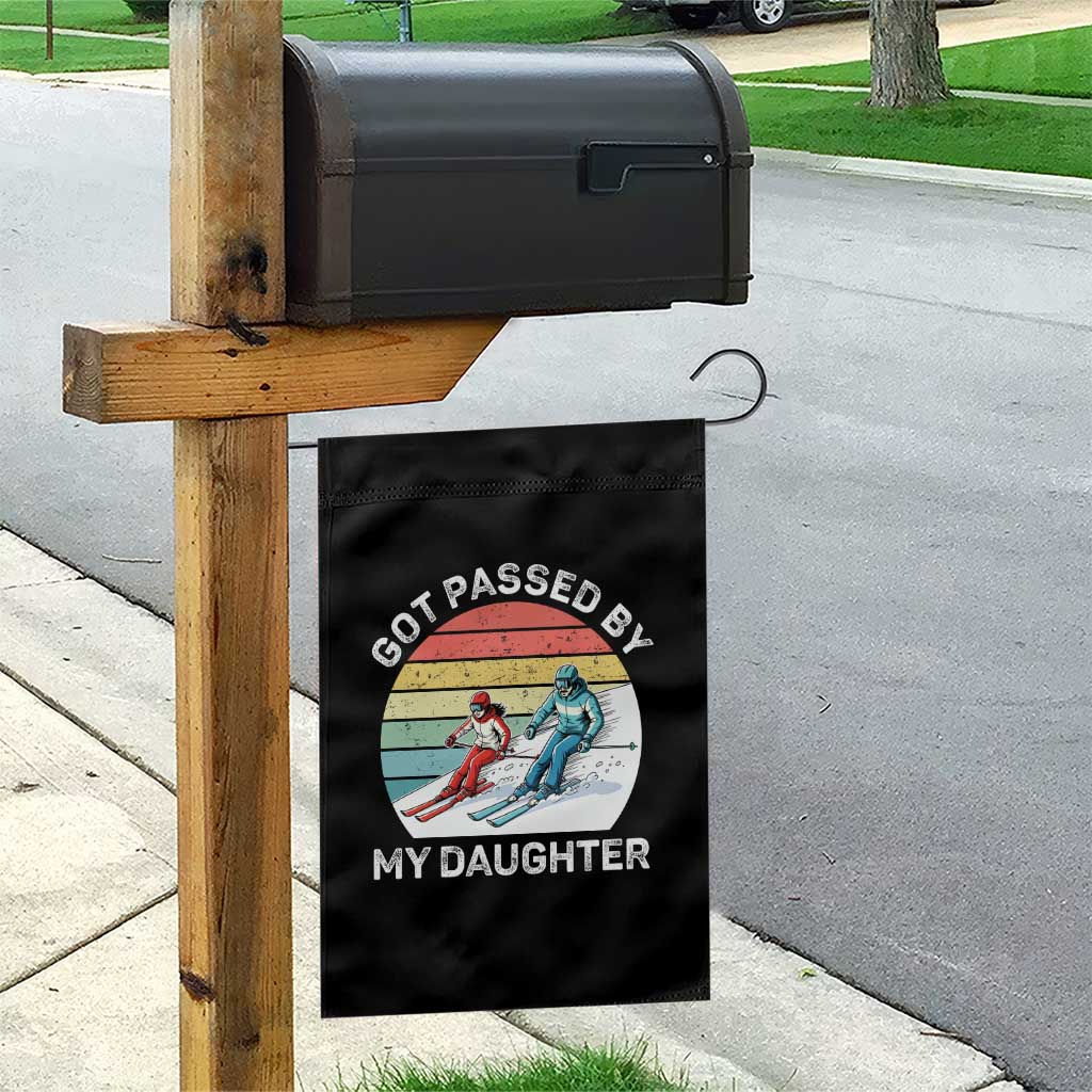 Funny Skiing Dad Garden Flag Got Passed By My Daughter Retro Vintage - Wonder Print Shop