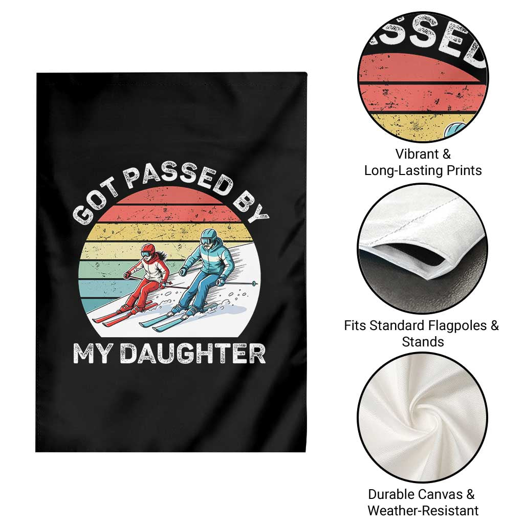 Funny Skiing Dad Garden Flag Got Passed By My Daughter Retro Vintage - Wonder Print Shop